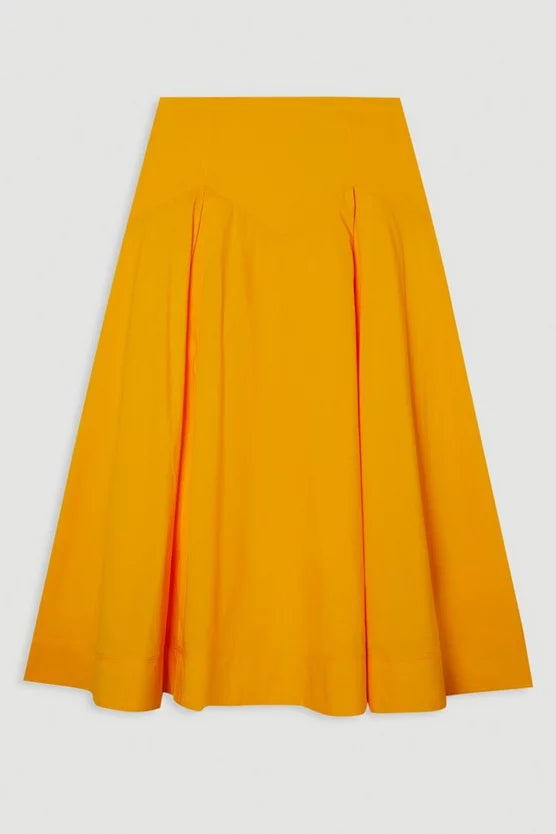 Cotton Woven Prom Skirt With Dropped Waist Detail