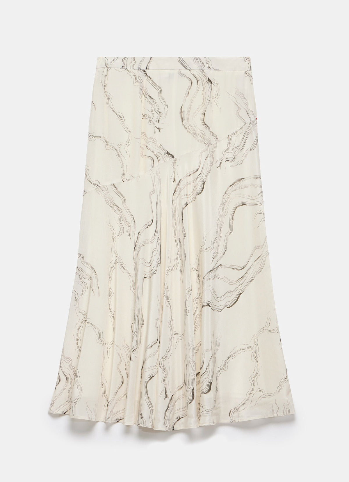 Cream Marble Print Midi Skirt