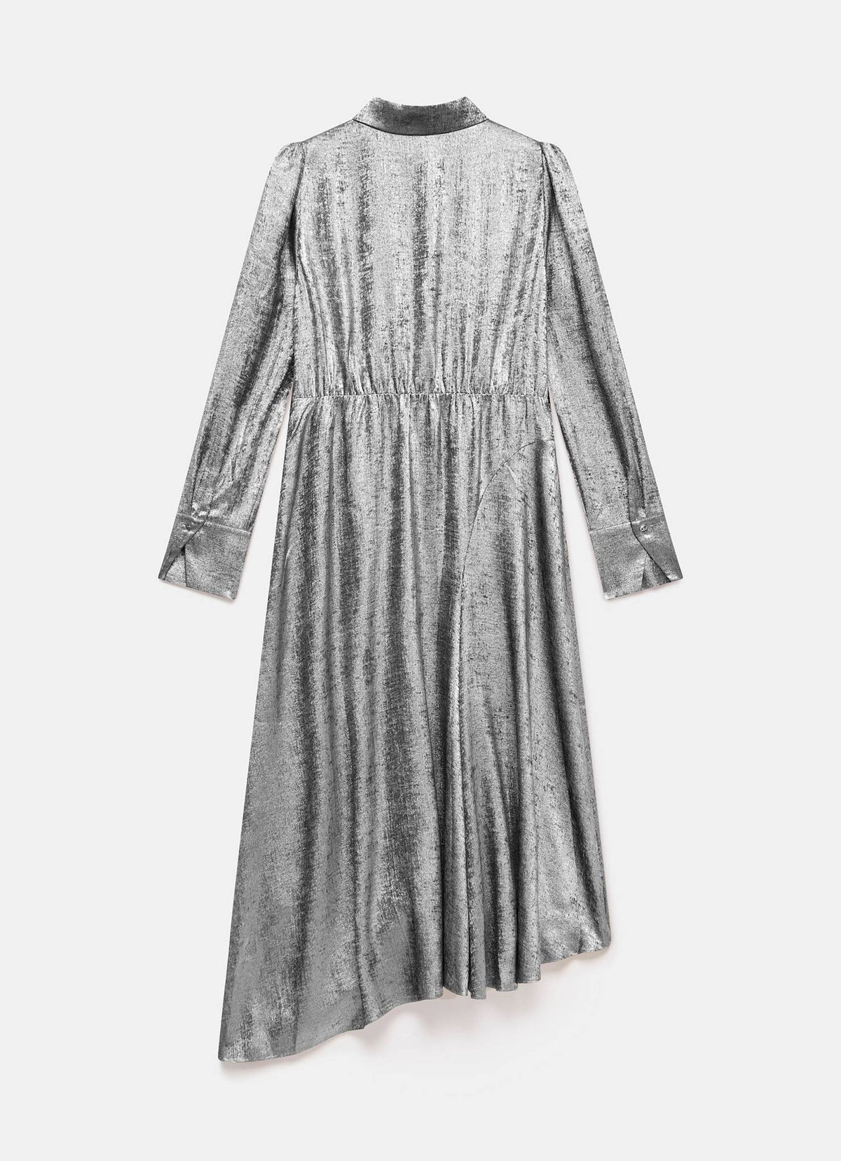 Silver Metallic Midi Shirt Dress