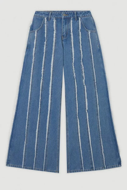 Denim Tassel Detail Wide Leg Jeans