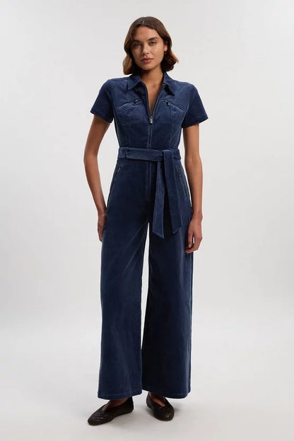 Stretch Cord Wide Leg Jumpsuit