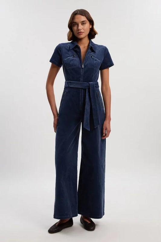 Stretch Cord Wide Leg Jumpsuit