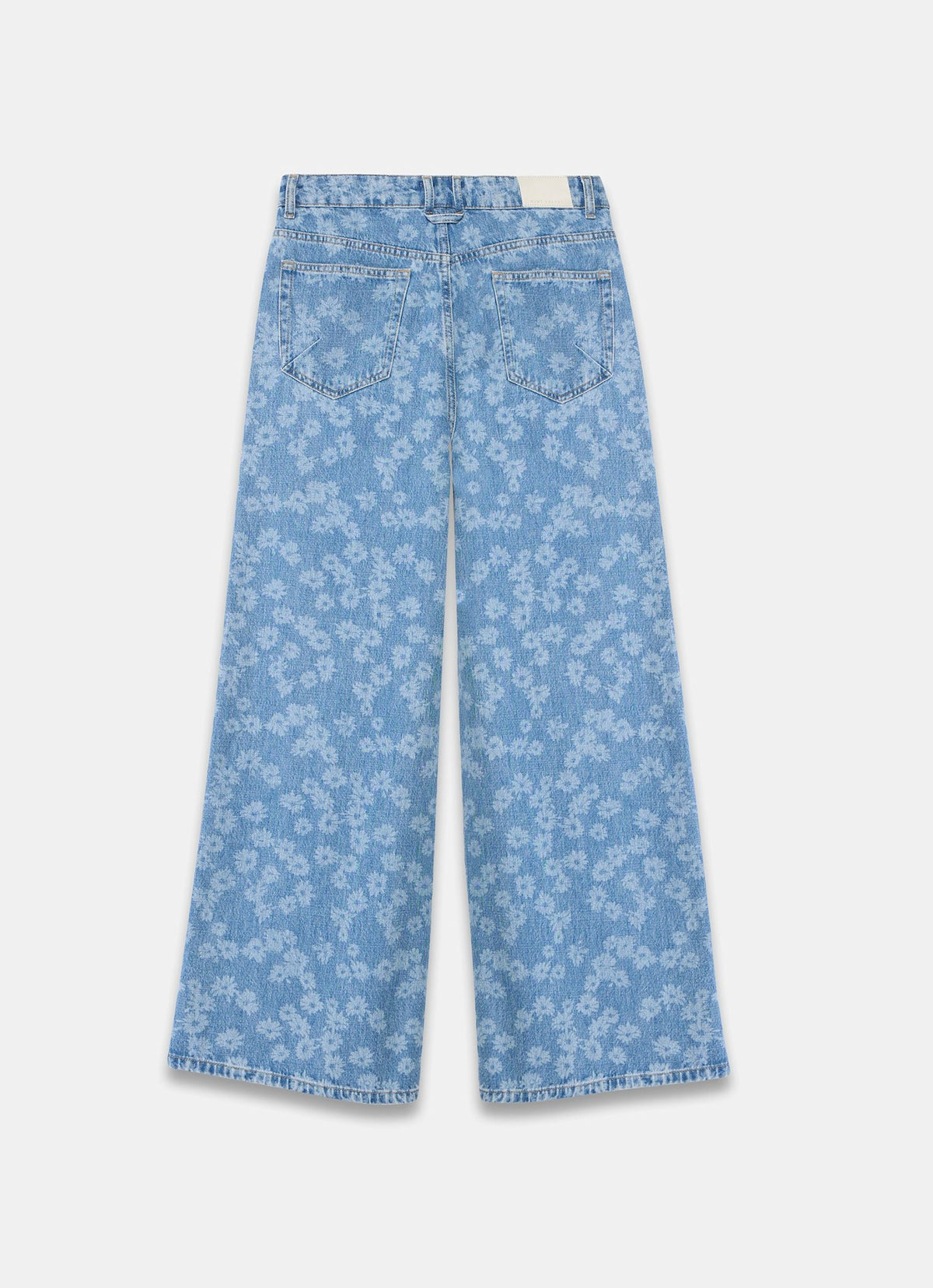 Mid Indigo Floral Wide Jeans