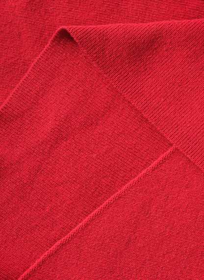 Red Cotton Blend Triangle Knit Scarf