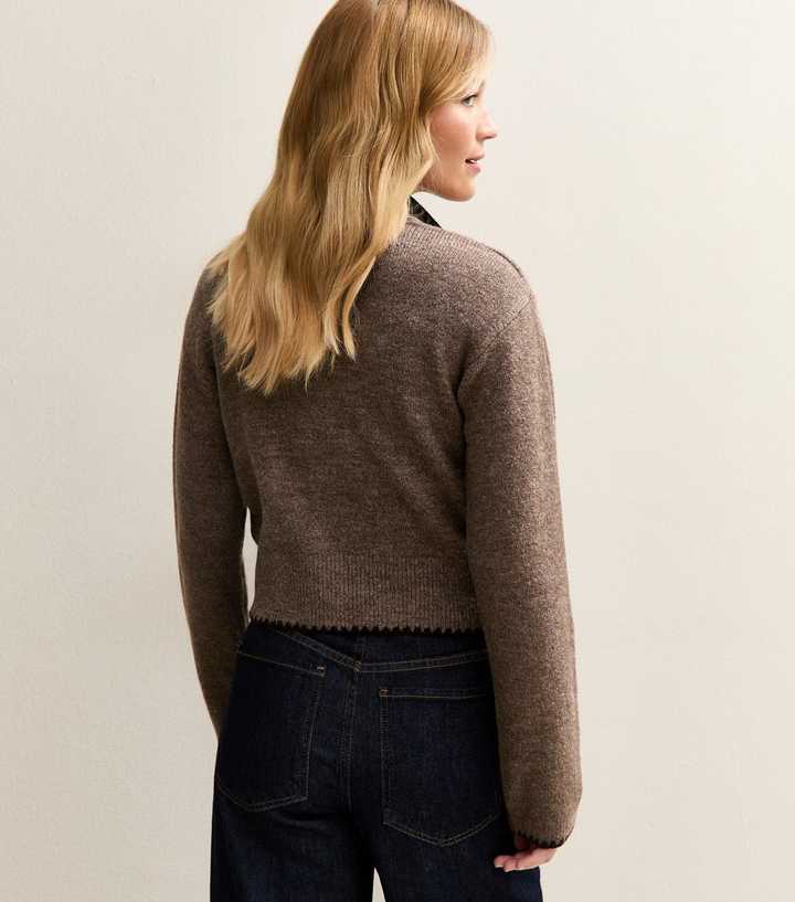 Mink Blanket Stitch Neck Tie Cardigan