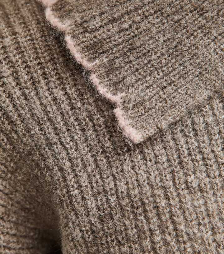 Mink Contrast Stitching Collared Jumper