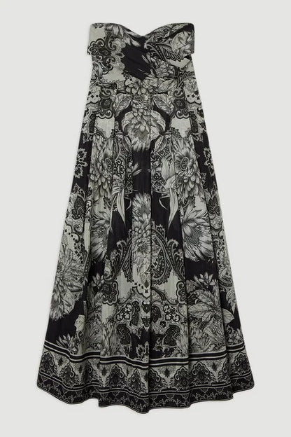 Tile Silk Cotton Bustier Woven Prom Dress