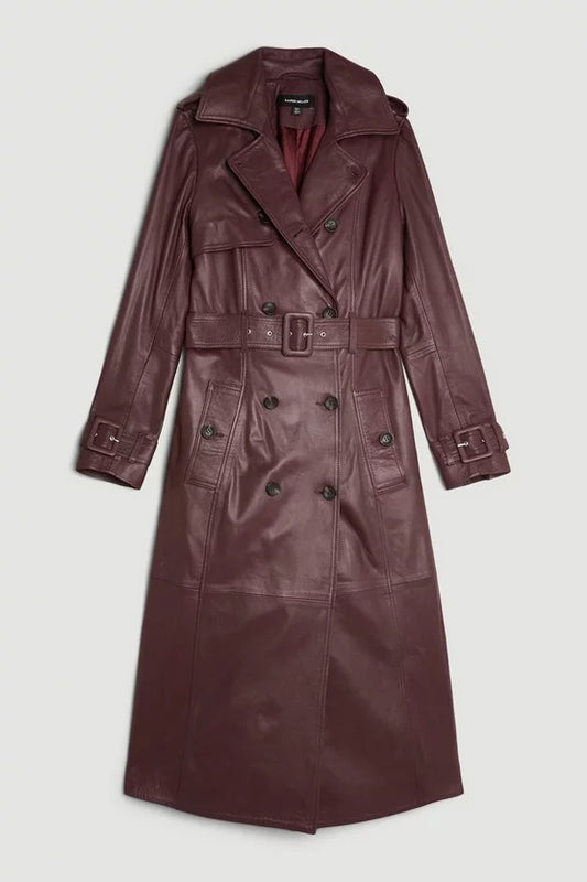 Leather Trench Belted Mac Midi Coat