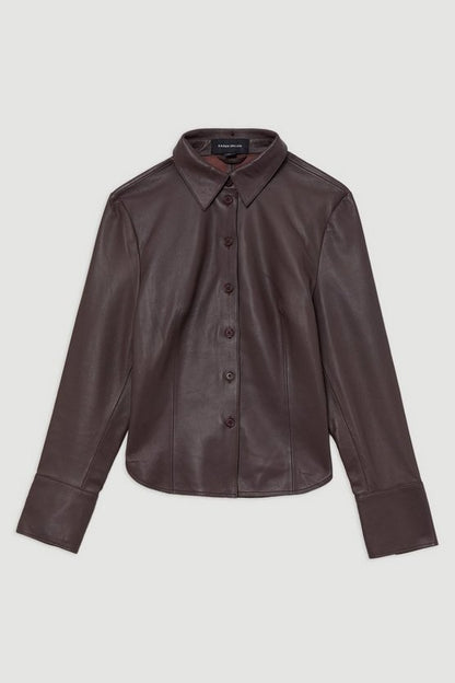 The Founder Leather Button Through Tailored Shirt