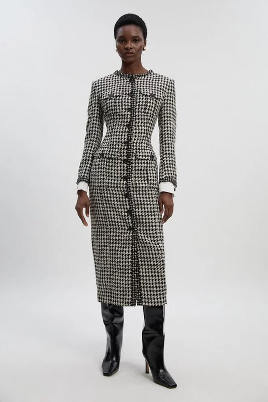 Tailored Pocket Front Midi Dress