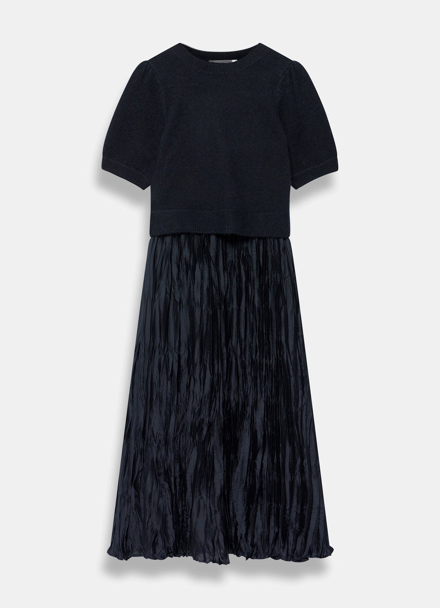 Navy Knit Puff Sleeve Maxi Dress