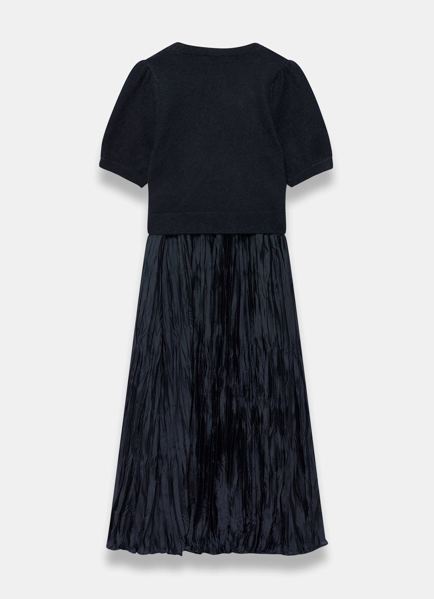 Navy Knit Puff Sleeve Maxi Dress