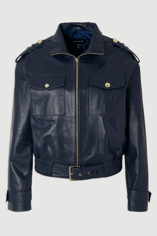 Leather Collared Jacket