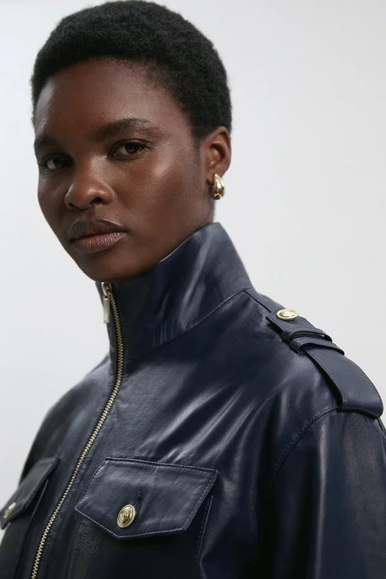 Leather Collared Jacket