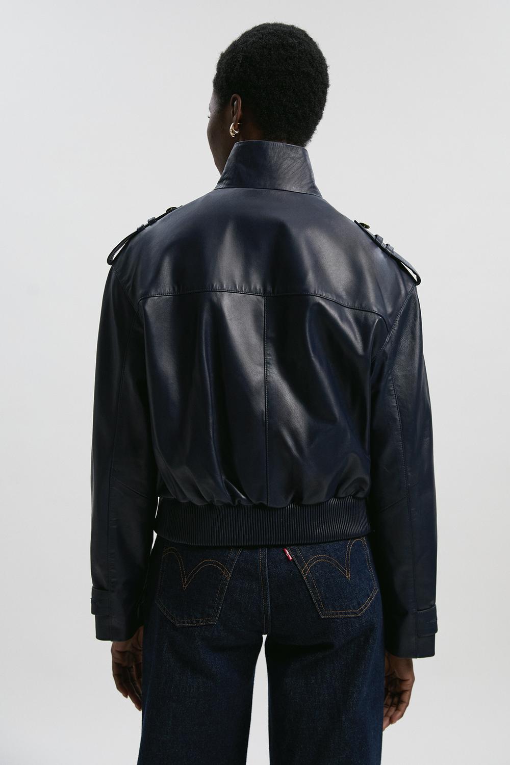 Leather Collared Jacket
