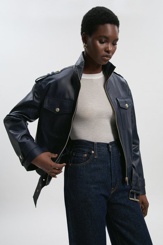 Leather Collared Jacket