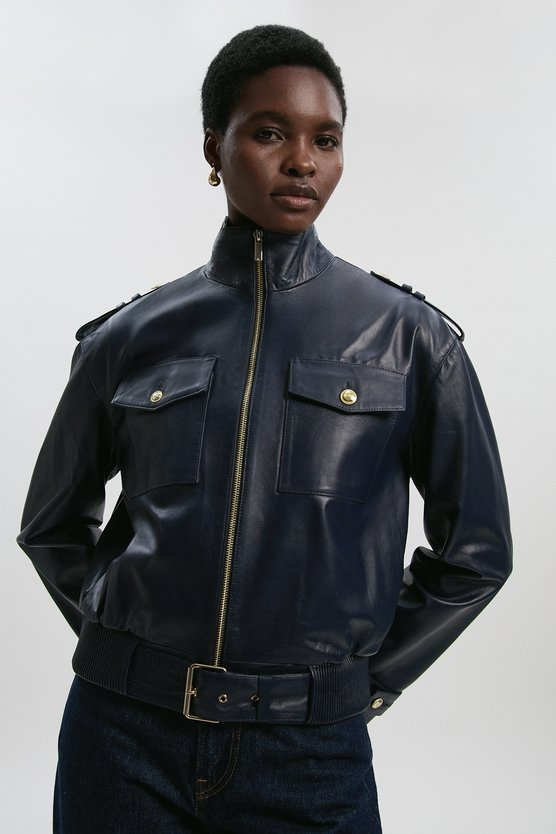 Leather Collared Jacket