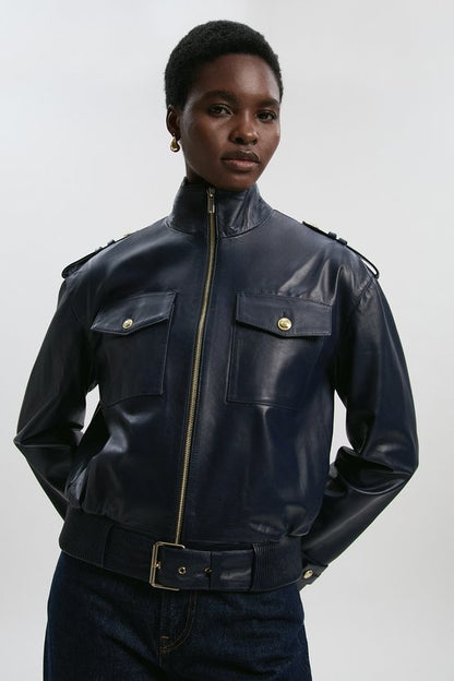 Leather Collared Jacket