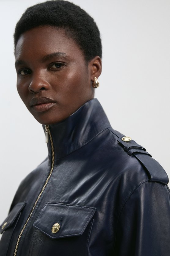 Leather Collared Jacket