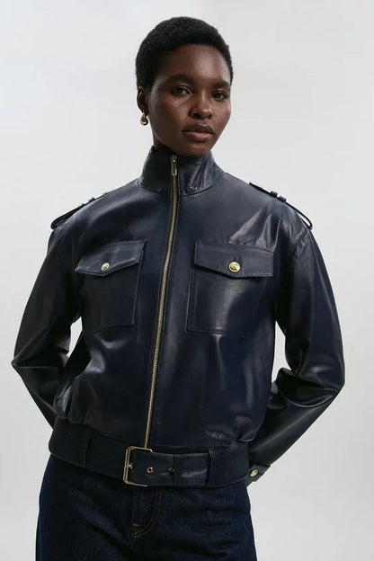 Leather Collared Jacket