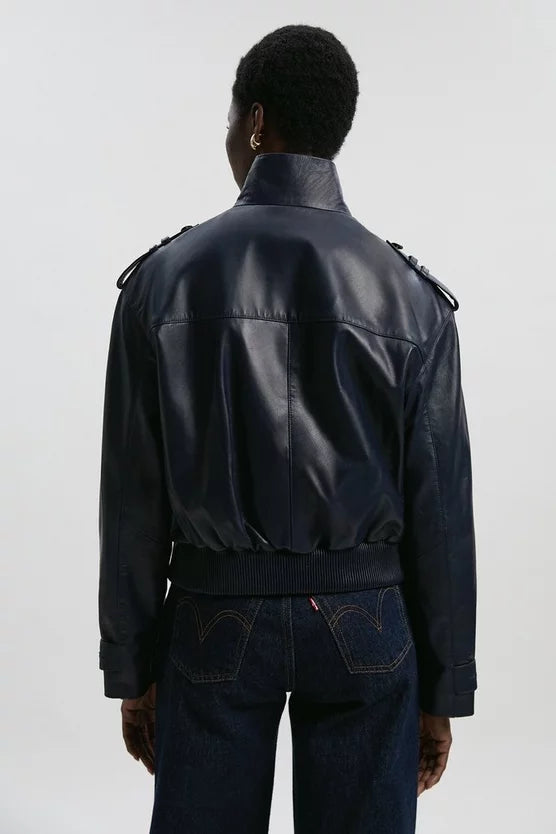 Leather Collared Jacket