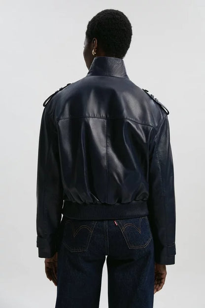 Leather Collared Jacket