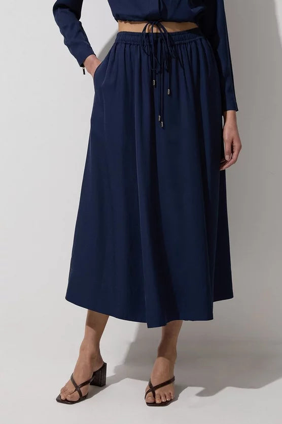 Premium Viscose Linen Tie Waist Woven Skirt