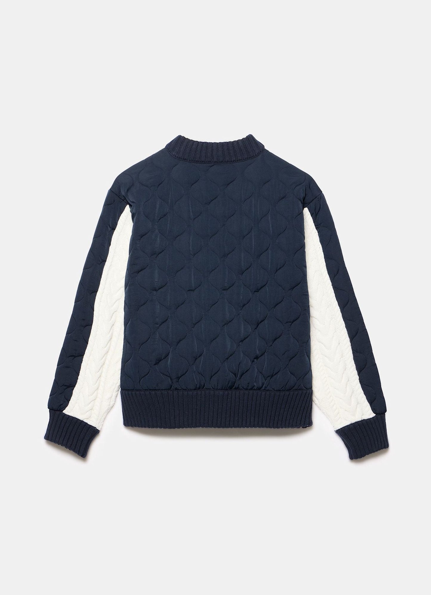 Navy Quilted Cable Knit Jacket