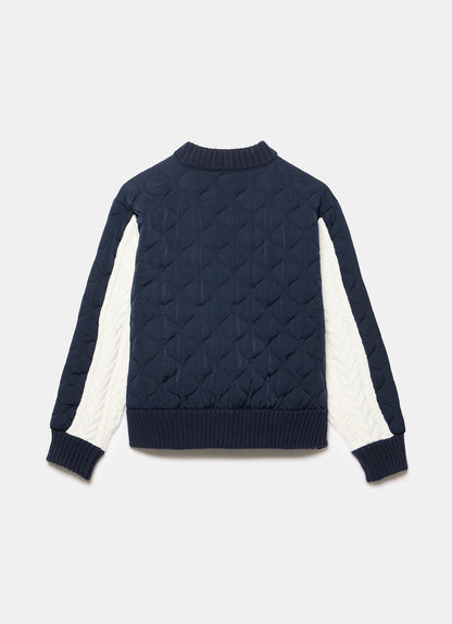Navy Quilted Cable Knit Jacket