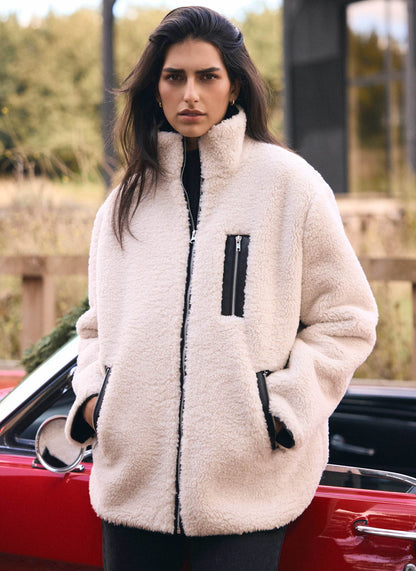 Neutral Borg Zip Jacket