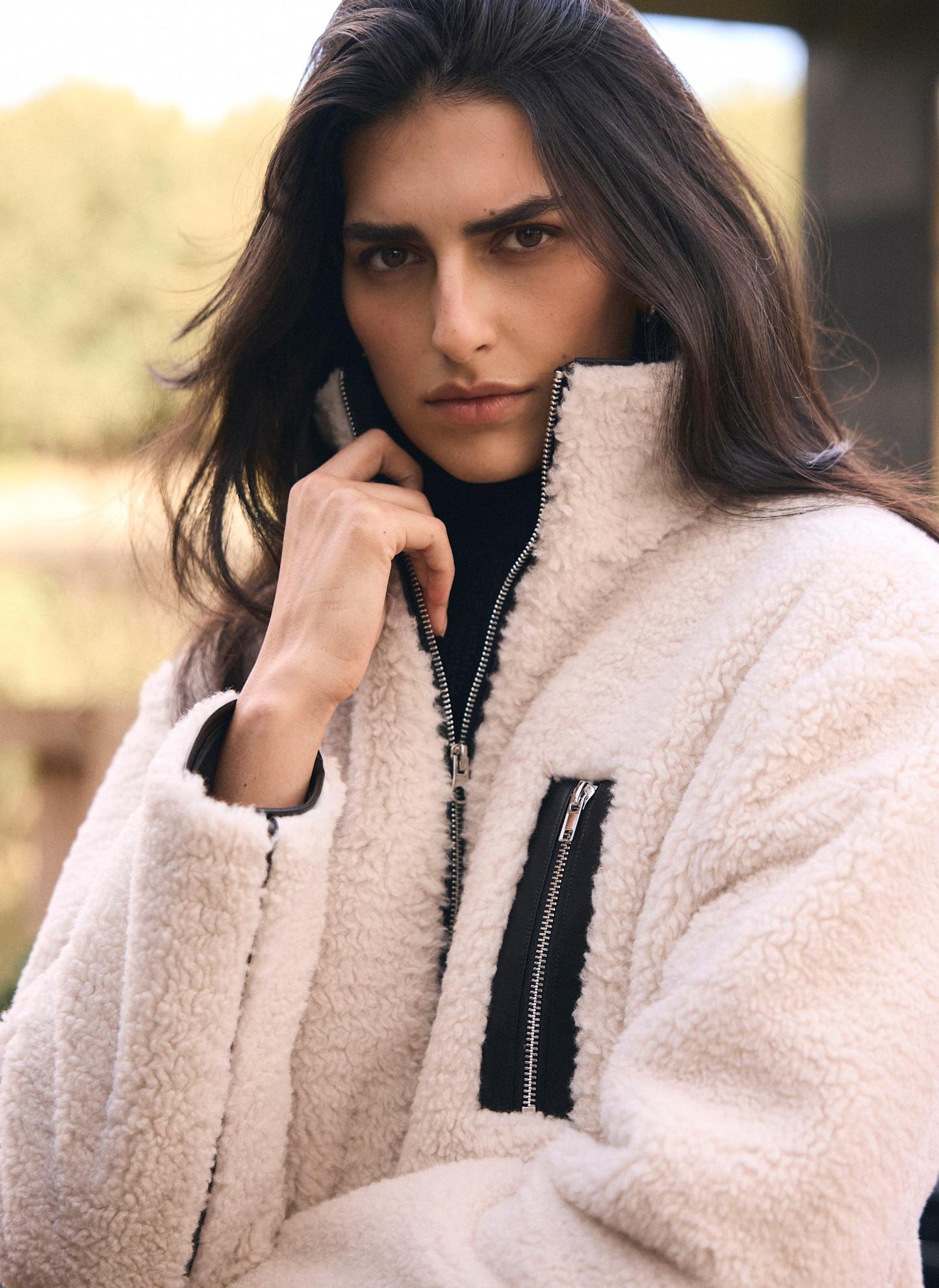 Neutral Borg Zip Jacket