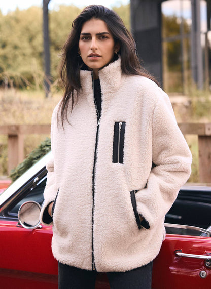 Neutral Borg Zip Jacket