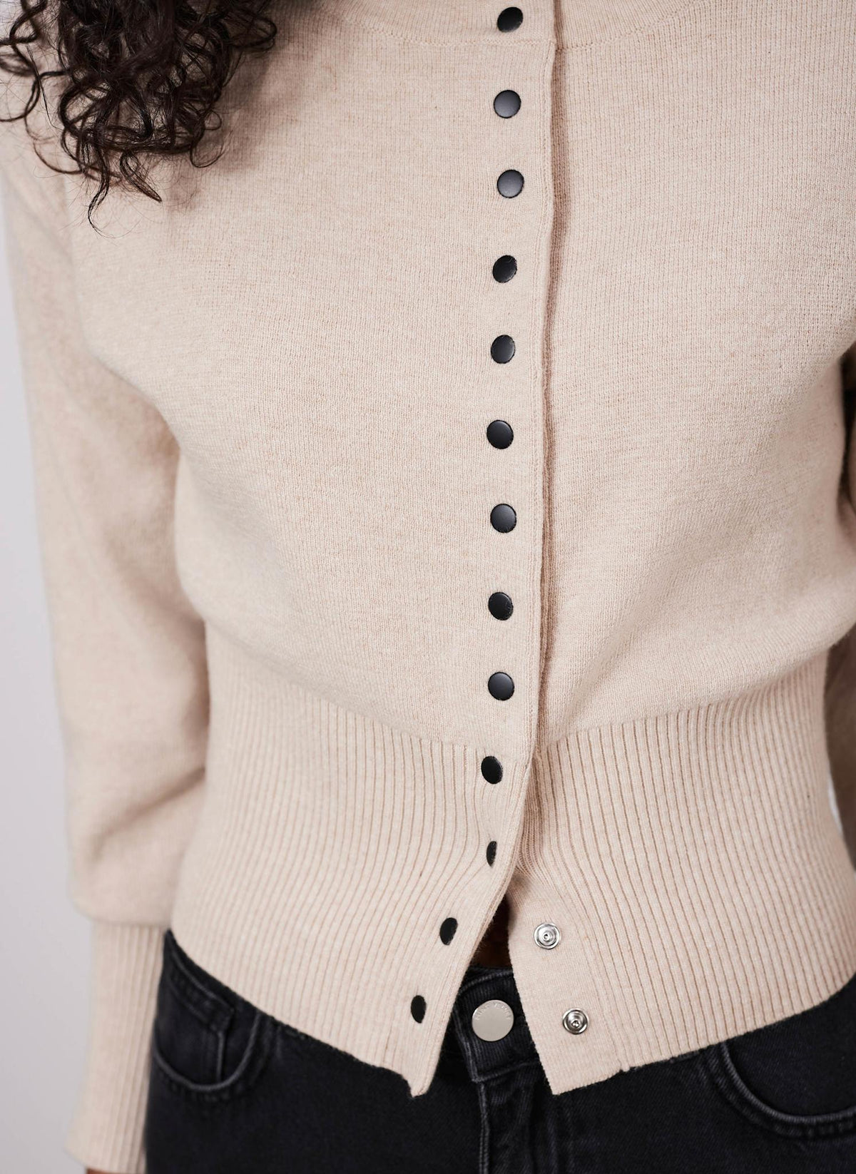 Neutral Cotton Blend Cardigan