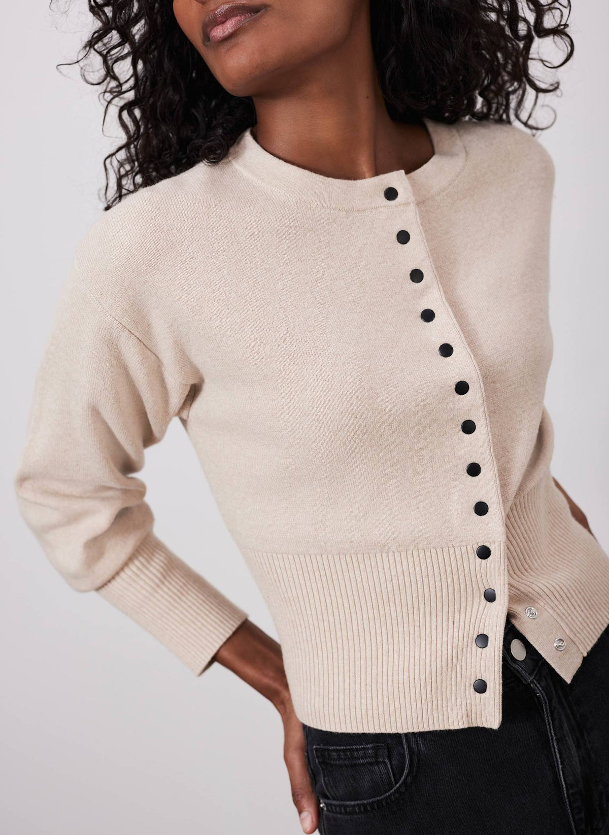 Neutral Cotton Blend Cardigan