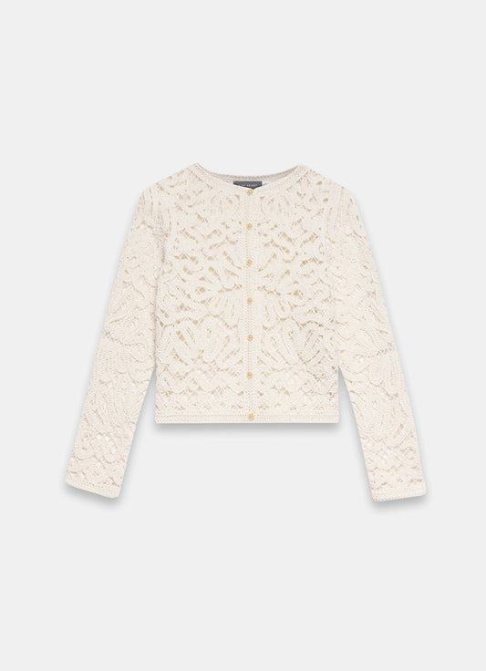 Cream Crochet Knit Jacket
