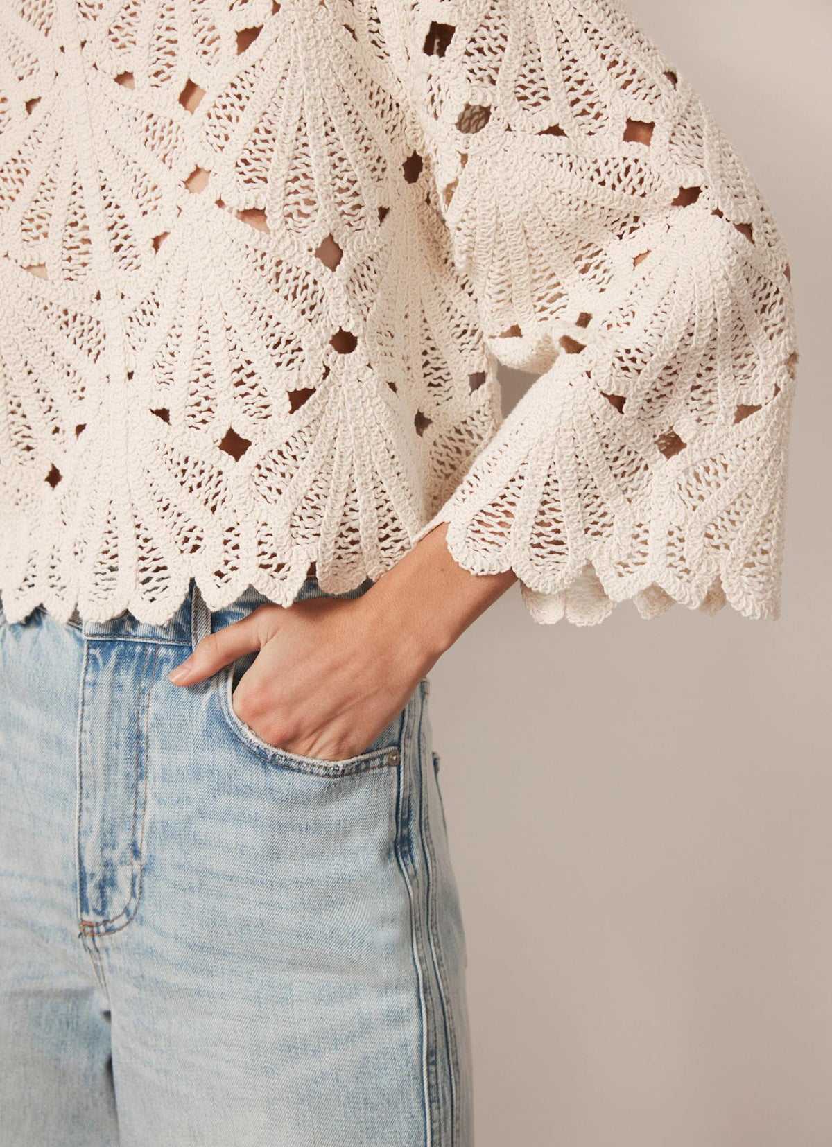 Neutral Crochet Knit Top