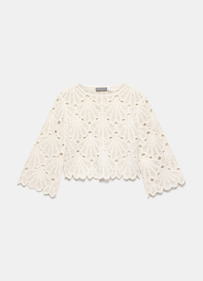 Neutral Crochet Knit Top