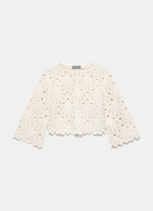 Neutral Crochet Knit Top