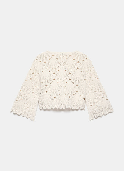 Neutral Crochet Knit Top