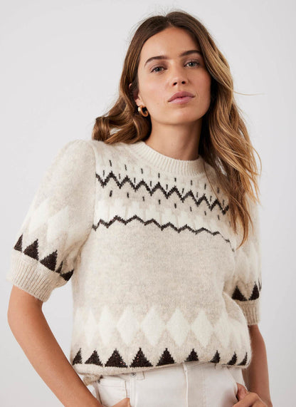 Neutral Sequin Fairisle Top