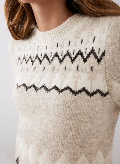 Neutral Sequin Fairisle Top