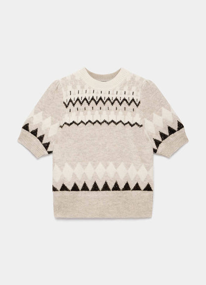 Neutral Sequin Fairisle Top