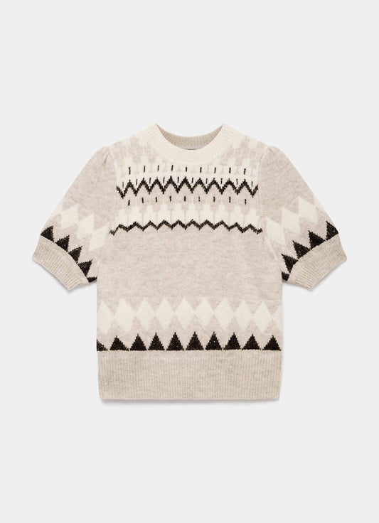 Neutral Sequin Fairisle Top