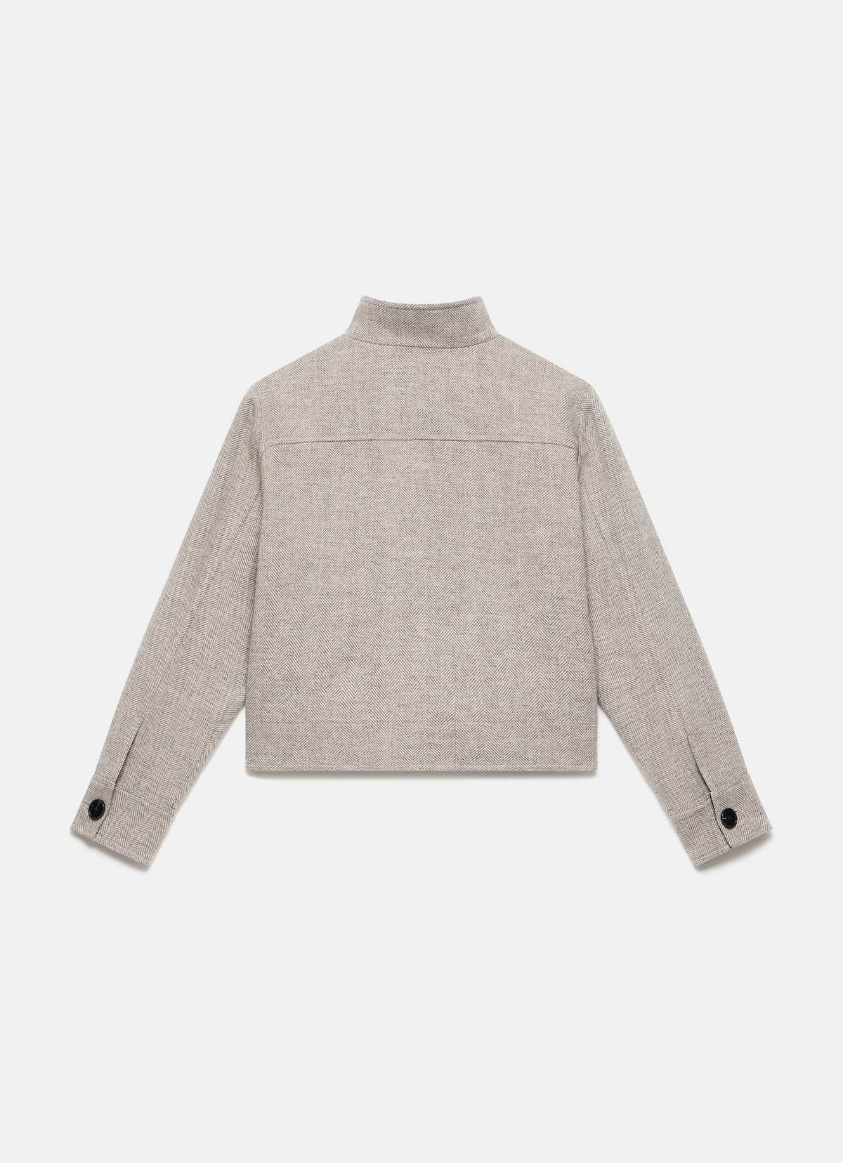 Neutral Wool Blend Herringbone Jacket