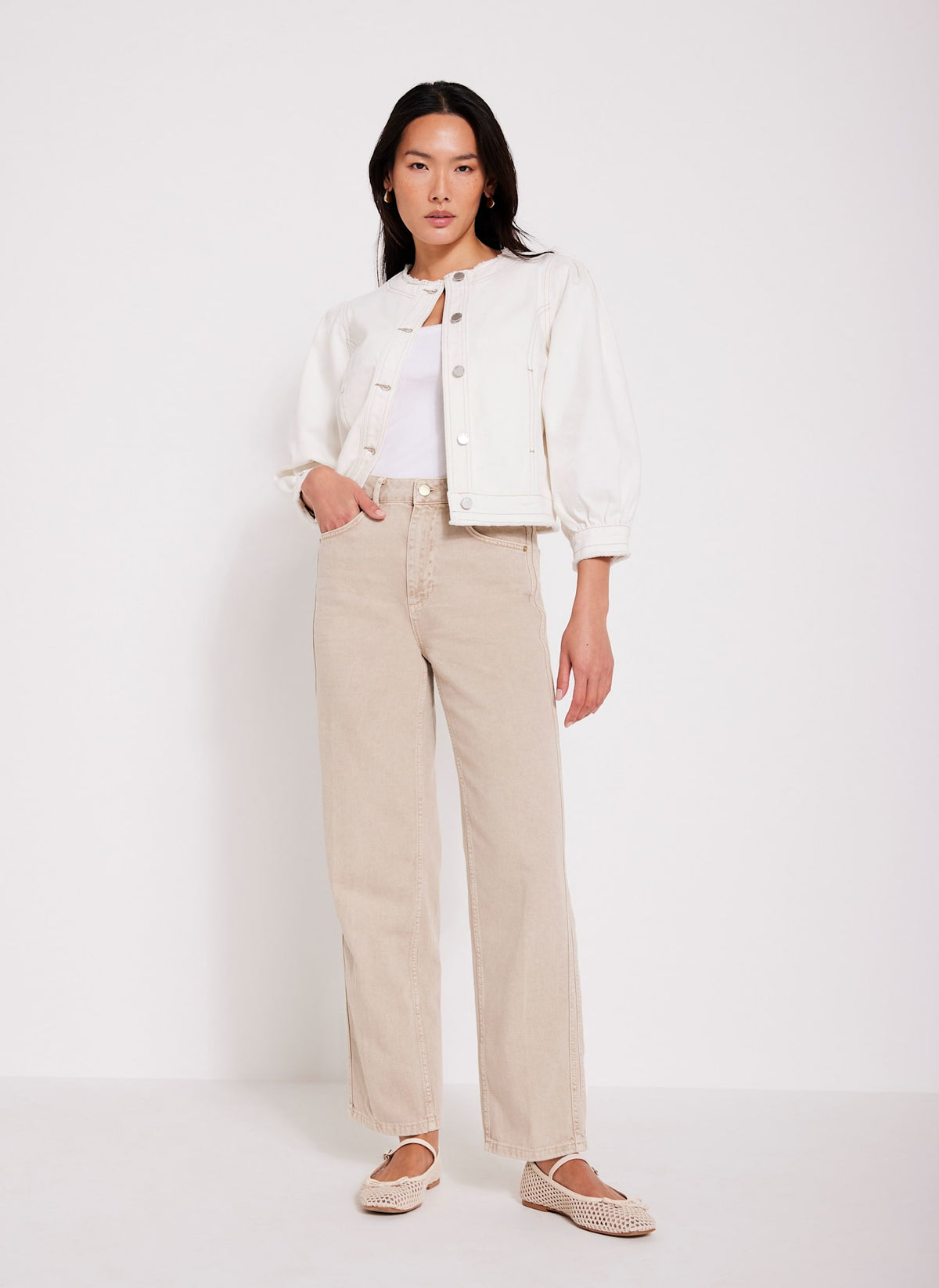 Neutral Relaxed Tapered Boyfriend Jeans