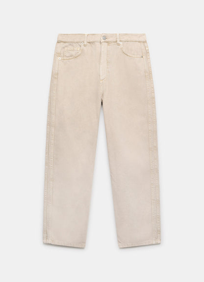 Neutral Relaxed Tapered Boyfriend Jeans