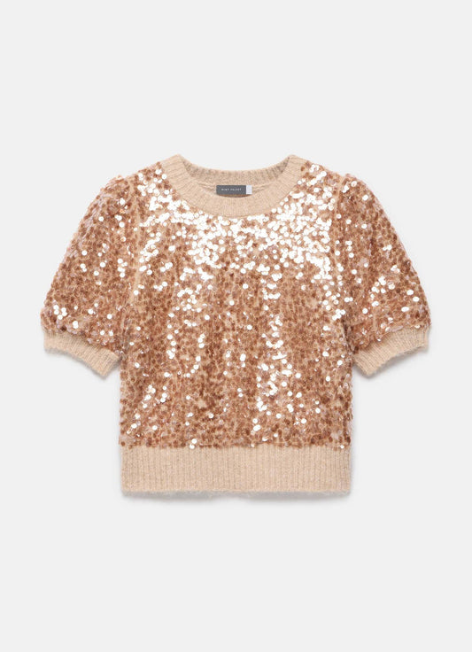 Neutral Sequin Knit Top