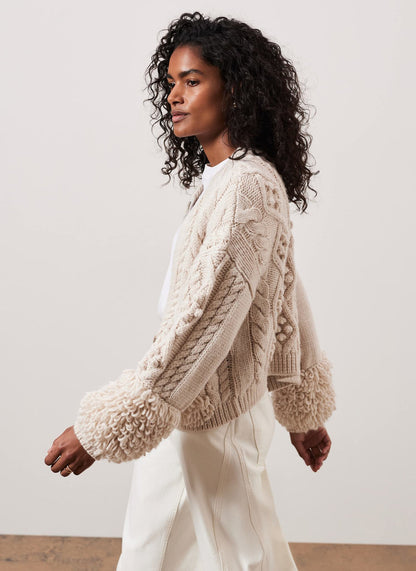 Neutral Cable Knit Zip Cardigan