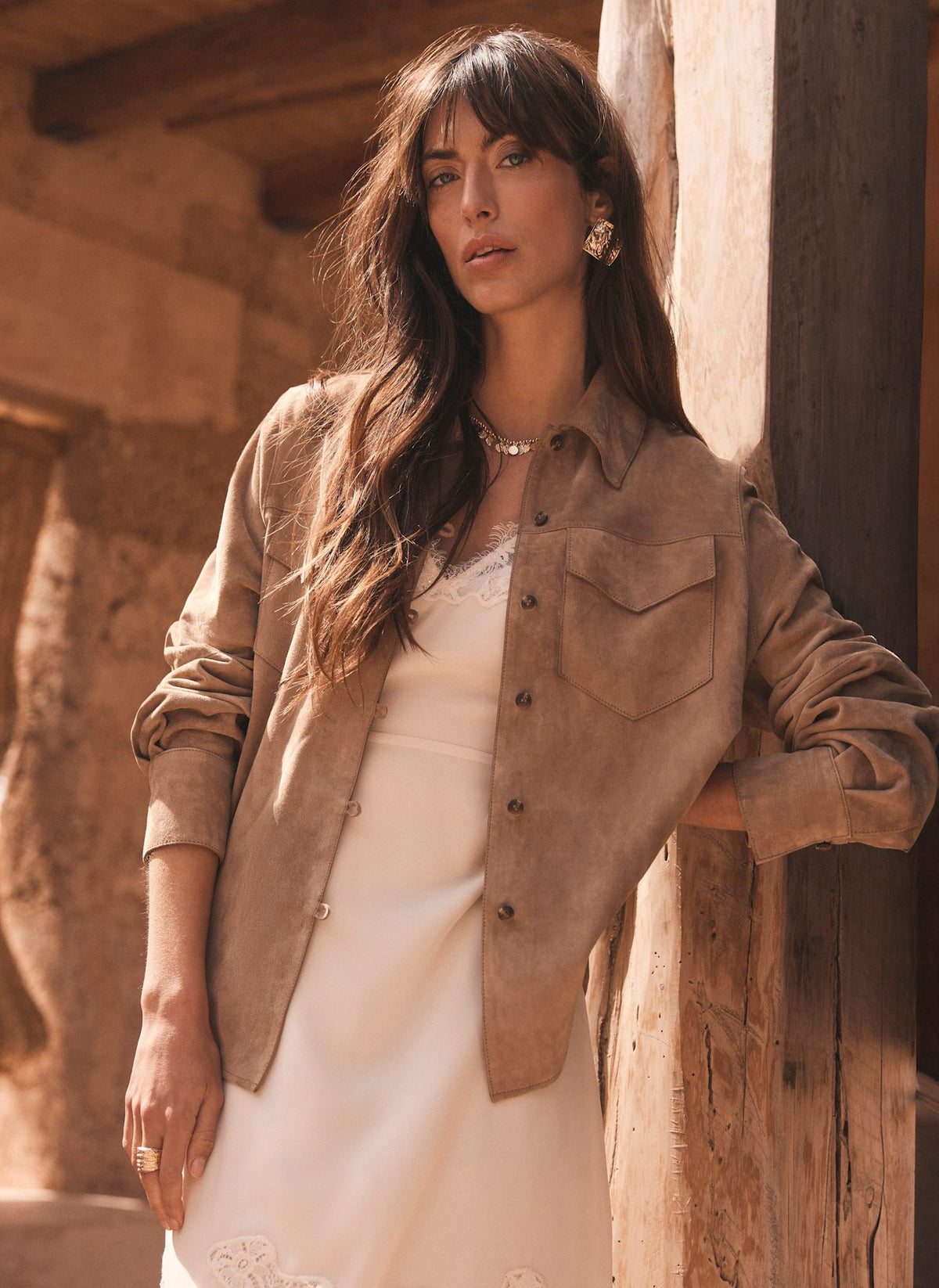 Neutral Suede Shirt