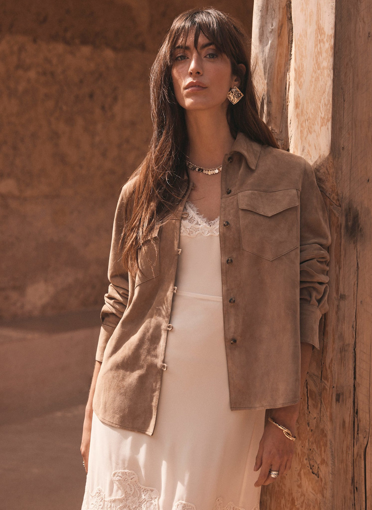 Neutral Suede Shirt